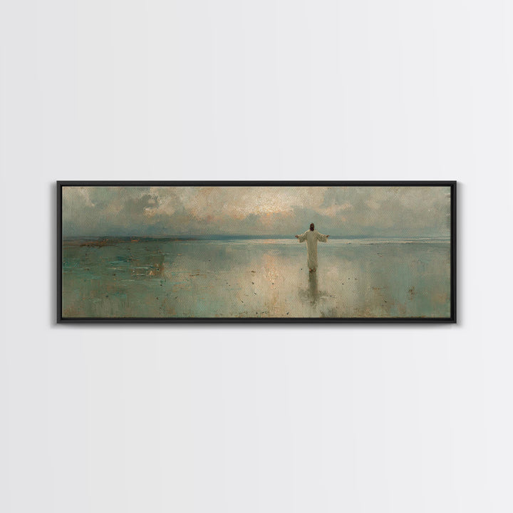 Still Waters Glory, Framed Canvas Print, Christian Art Canvas, Panoramic Art, Jesus Painting, Christian Wall Art, Christmas Art