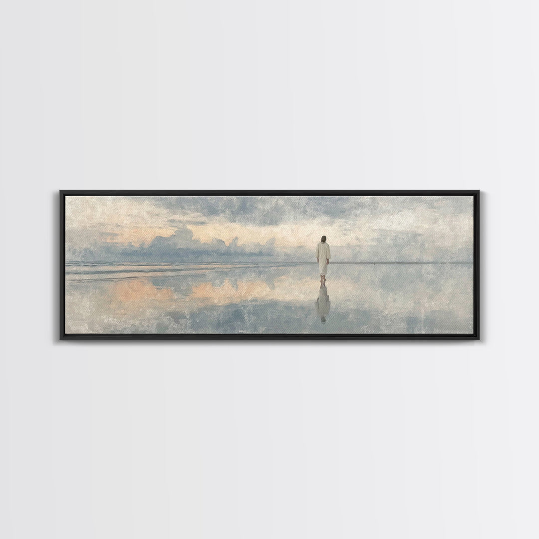 Heaven’s Gentle Light – Framed Canvas Print – Christian Art Canvas – Christian Wall Art – Panoramic Art – Jesus Painting – Christmas Art