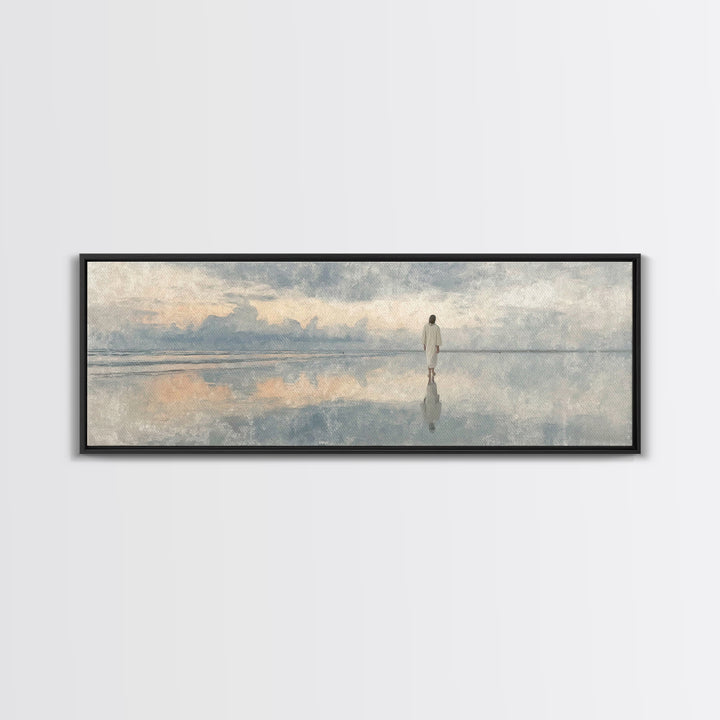 Heaven’s Gentle Light – Framed Canvas Print – Christian Art Canvas – Christian Wall Art – Panoramic Art – Jesus Painting – Christmas Art