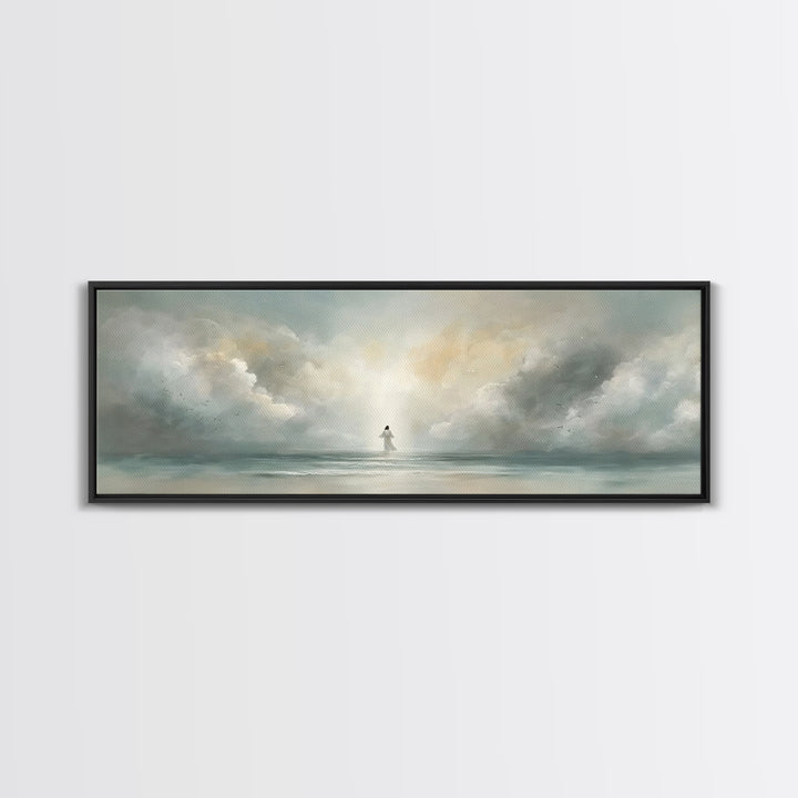 Harbor Of Calling, Framed Canvas Print, Christian Art Canvas, Christian Wall Art, Panoramic Wall Art, Jesus Painting, Christmas Art