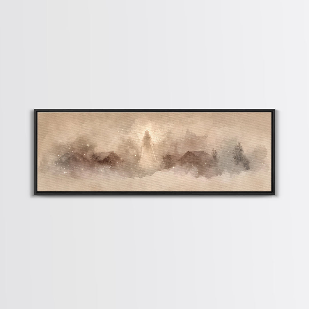 Heavenly Guardian | Framed Canvas Print | Christian Wall Art | Panoramic Art | Christian Art Canvas | Christmas Art | Christian Decor For H