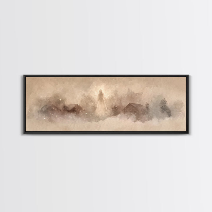Heavenly Guardian | Framed Canvas Print | Christian Wall Art | Panoramic Art | Christian Art Canvas | Christmas Art | Christian Decor For H