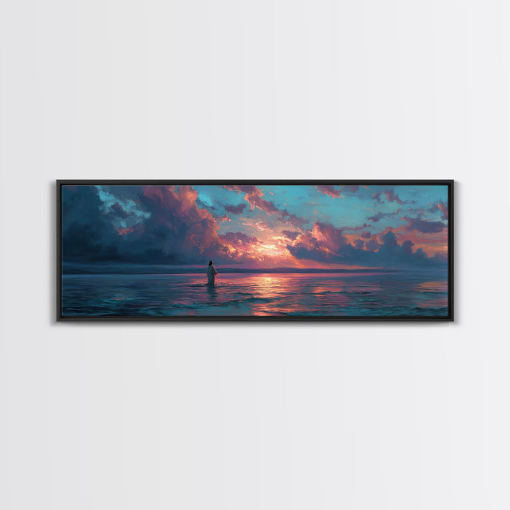 Glory In The Clouds – Framed Canvas Print – Panoramic Art – Christian Wall Art – Jesus Painting – Christian Art Canvas – Christmas Art