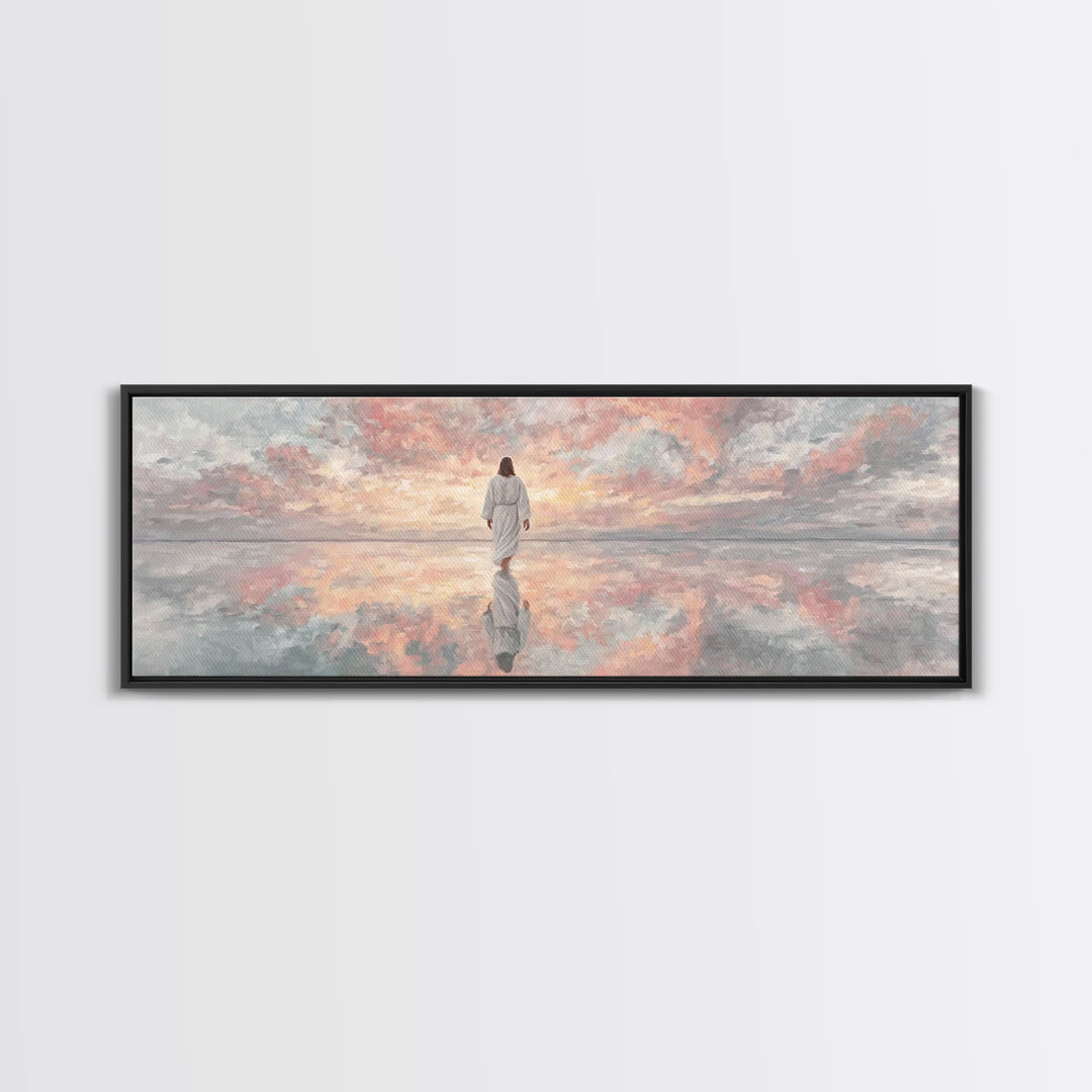 Heaven’s Gentle Dawn | Framed Canvas Print | Panoramic Painting | Christian Art Canvas | Jesus Painting | Christian Wall Art | Christmas Ar