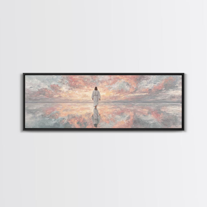 Heaven’s Gentle Dawn | Framed Canvas Print | Panoramic Painting | Christian Art Canvas | Jesus Painting | Christian Wall Art | Christmas Ar