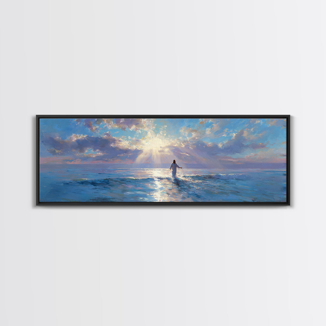Soft Horizon Blessing – Framed Canvas Print – Panoramic Frame – Christian Art Canvas – Christian Wall Art – Jesus Painting – Christmas Art