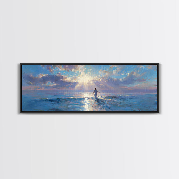 Soft Horizon Blessing – Framed Canvas Print – Panoramic Frame – Christian Art Canvas – Christian Wall Art – Jesus Painting – Christmas Art