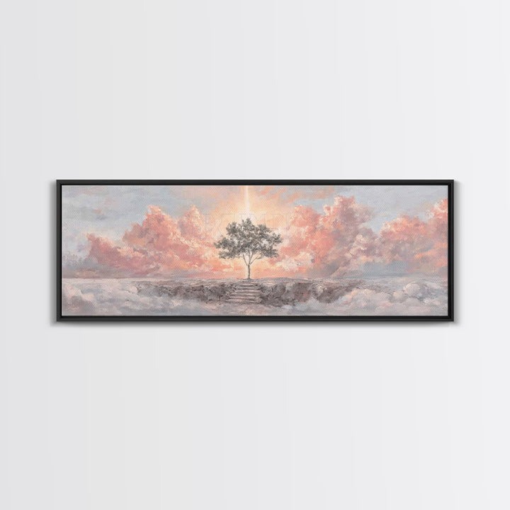 Radiant Ocean Glory | Framed Canvas Print | Panoramic Art | Christian Art Canvas | Jesus Painting | Christian Wall Art | Christmas Art