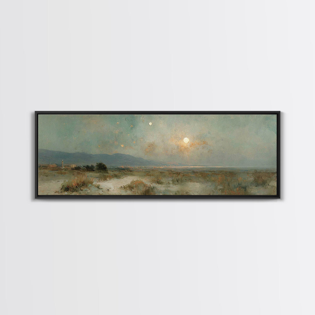 Holy Night Horizon – Framed Canvas Print – Christian Art – Christmas Wall Art – Panoramic Painting – Christian Decorations – Christian Art