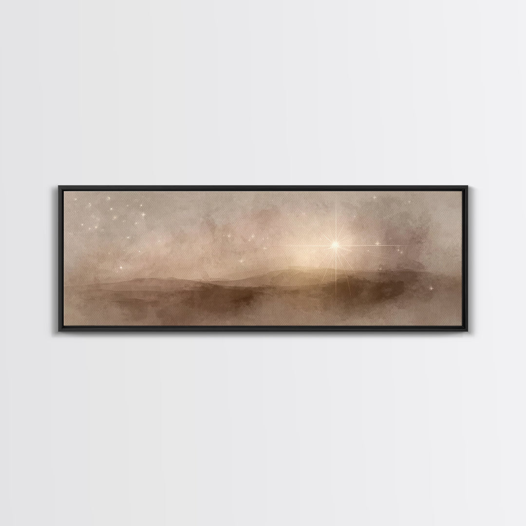Bethlehem Glow, Framed Canvas Print, Christian Christmas Art, Panoramic Art, Christian Art Canvas, Christmas Wall Art, Christian Decor For