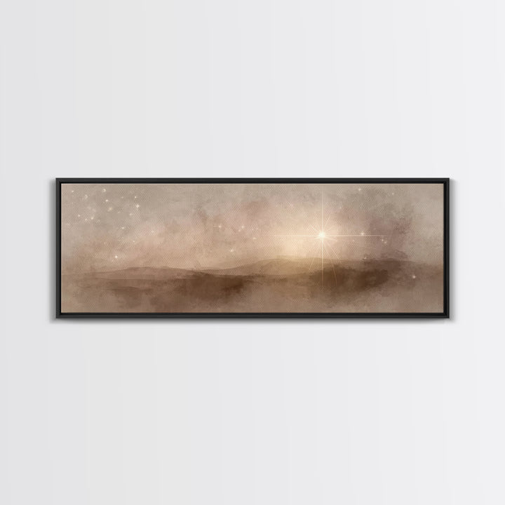 Bethlehem Glow, Framed Canvas Print, Christian Christmas Art, Panoramic Art, Christian Art Canvas, Christmas Wall Art, Christian Decor For