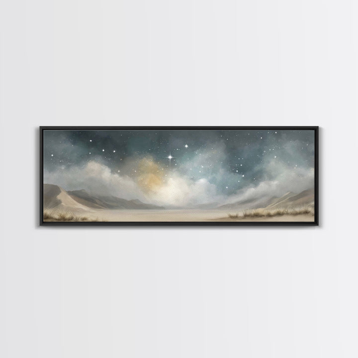 Sacred Star Rising | Framed Canvas Print | Christian Wall Art | Christmas Art | Panoramic Frame | Christian Art Print | Christian Gift Idea