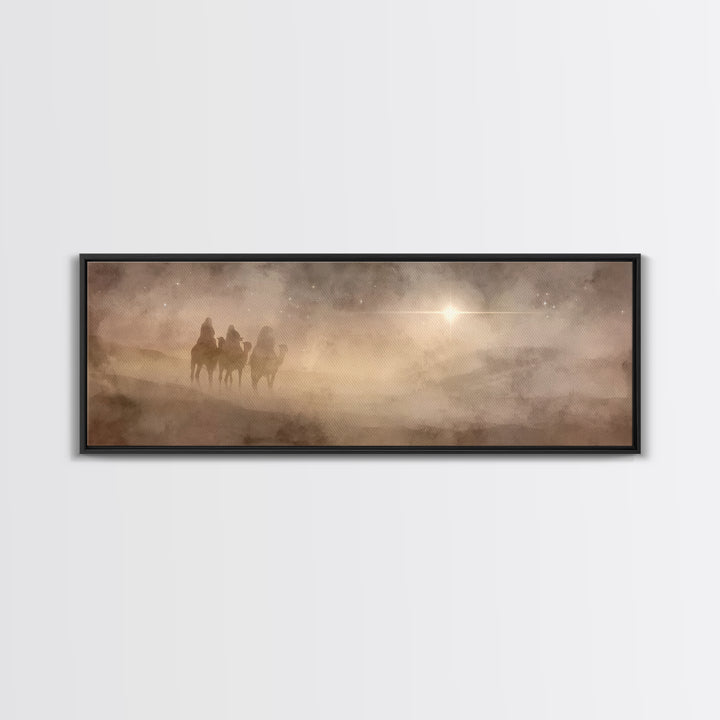 Radiant Dawn Path | Framed Canvas Print | Christian Art Canvas | Panoramic Painting | Christian Wall Art | Christmas Art | Jesus Painting |