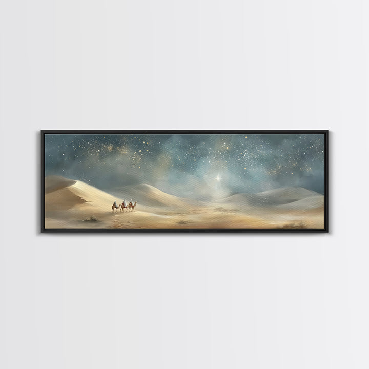 Desert Light Voyage – Framed Canvas Print – Christian Art Canvas – Panoramic Print – Christian Wall Art – Christmas Art – Jesus Painting –