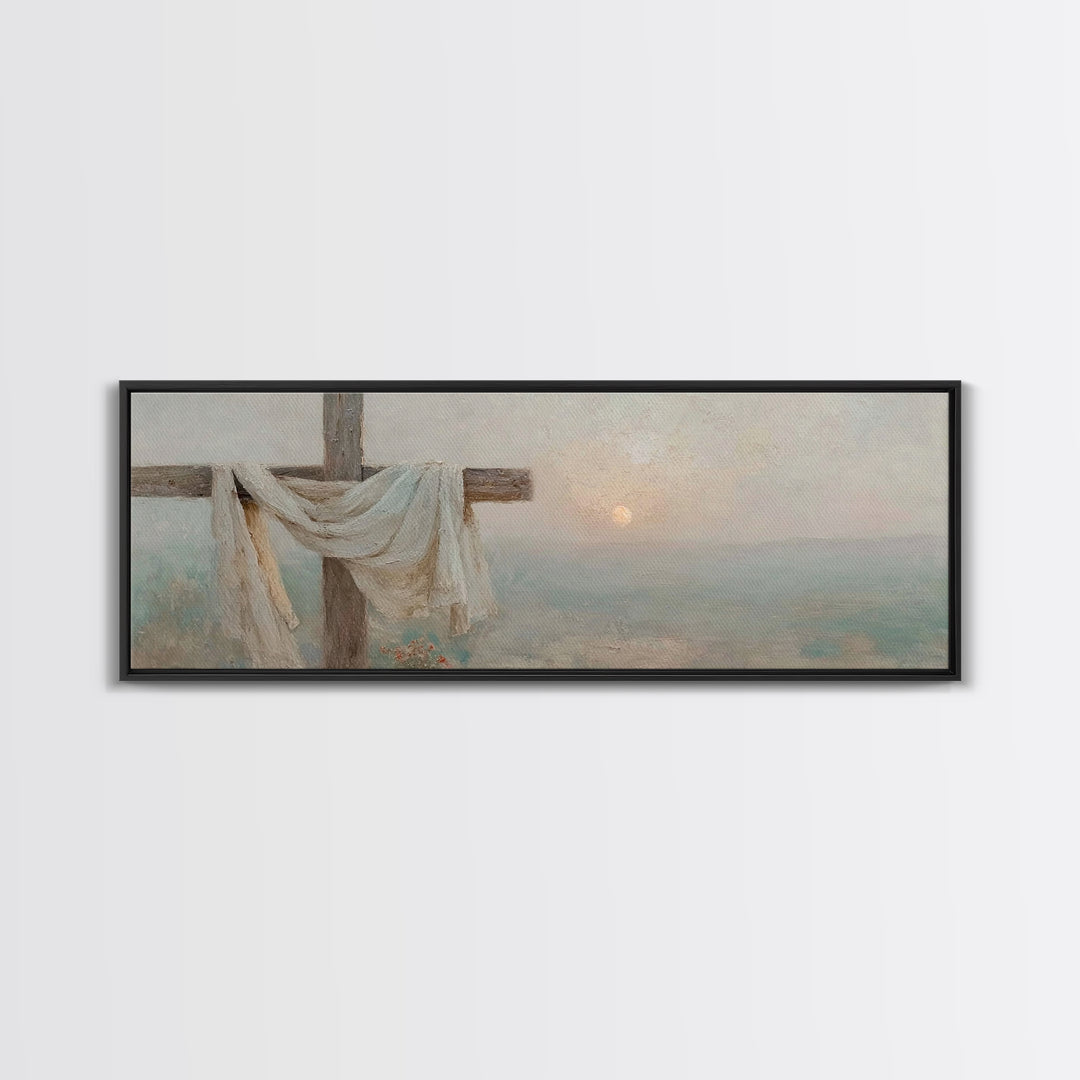 Risen Hope Cross, Framed Canvas Print, Panoramic Art, Christian Wall Art, Christian Art Canvas, Christian Art, Christian Gift, Christian Pa