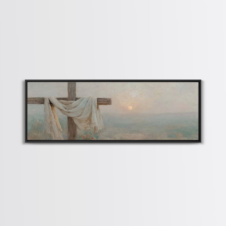 Risen Hope Cross, Framed Canvas Print, Panoramic Art, Christian Wall Art, Christian Art Canvas, Christian Art, Christian Gift, Christian Pa