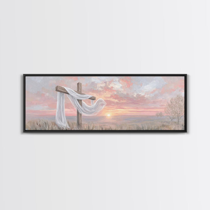 Easter Dawn Promise | Framed Canvas Print | Panoramic Print | Christian Art | Christian Art Canvas | Christian Wall Art | Christian Gift |