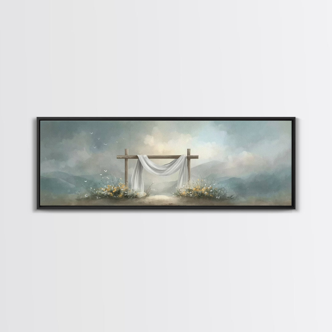 Dawn Of Mercy – Framed Canvas Print – Panoramic Wall Art – Christian Wall Art – Christian Art Canvas – Jesus Painting – Christian Decor