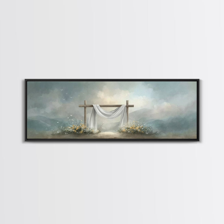 Dawn Of Mercy – Framed Canvas Print – Panoramic Wall Art – Christian Wall Art – Christian Art Canvas – Jesus Painting – Christian Decor