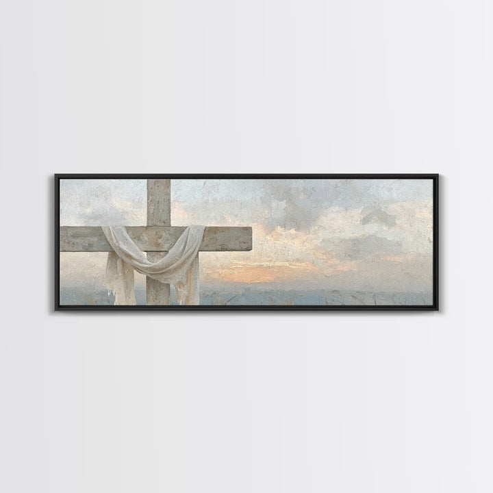 Grace In Bloom, Framed Canvas Print, Panoramic Art, Christian Art Print, Modern Christian Art, Christian Painting, Christmas Art