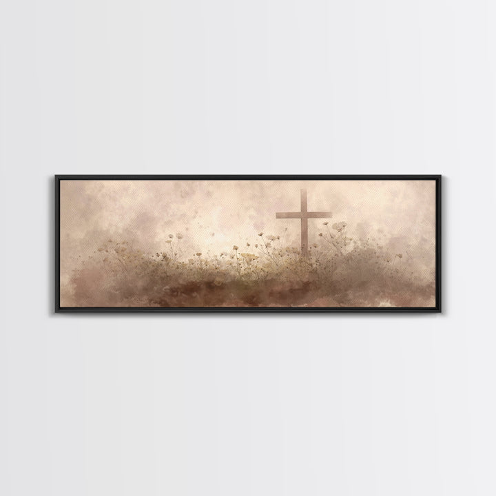 Morning Of Stillness – Framed Canvas Print – Panoramic Frame – Christian Art Canvas – Subtle Christian Paintings – Christian Decor – Jesus
