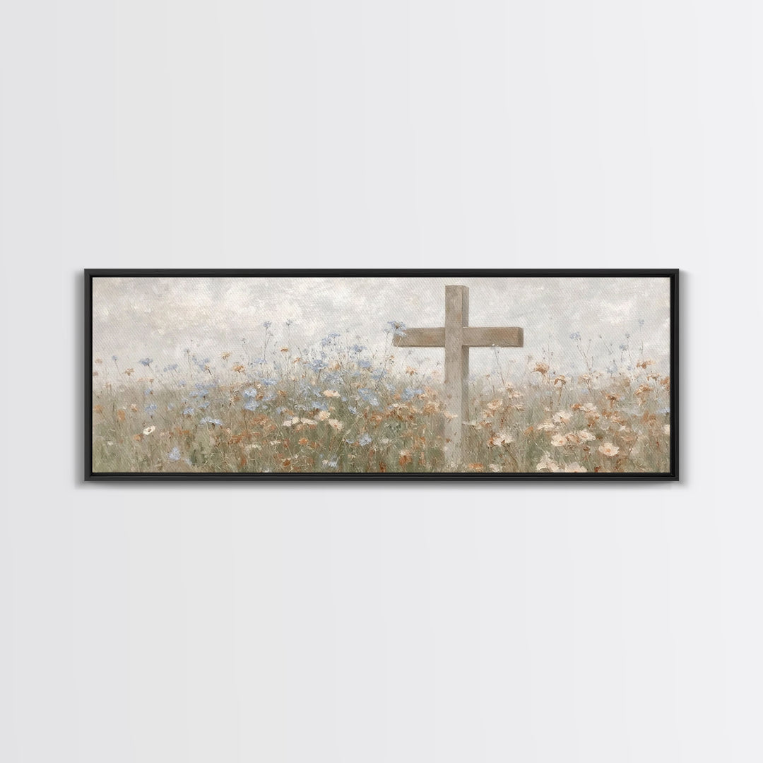 Gentle Faith Field, Framed Canvas Print, Panoramic Wall Art, Christian Art Canvas, Minimalist Christian Art, Christian Decoration, Large Ch