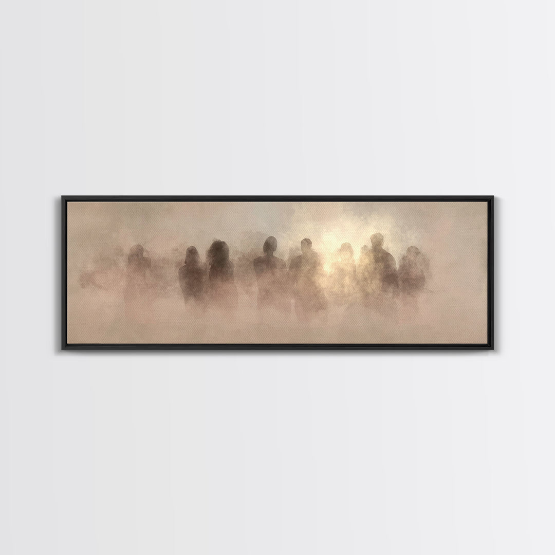 Clouds Of Witnesses | Framed Canvas Print | Panoramic Painting | Christian Art Print | Subtle Christian Art | Christian Wall Art | Vintage