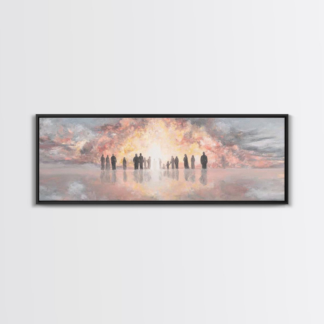 Glory At Dawn – Framed Canvas Print – Panoramic Frame – Christian Art Canvas – Modern Christian Painting – Christian Christmas Art – Christ