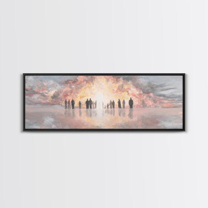 Glory At Dawn – Framed Canvas Print – Panoramic Frame – Christian Art Canvas – Modern Christian Painting – Christian Christmas Art – Christ