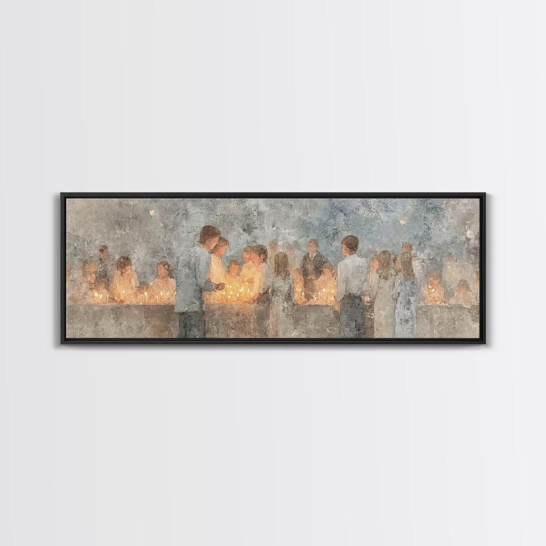 Children Of The Light, Framed Canvas Print, Christian Wall Art, Panoramic Painting, Christian Art Canvas, Christmas Art, Christian Gift