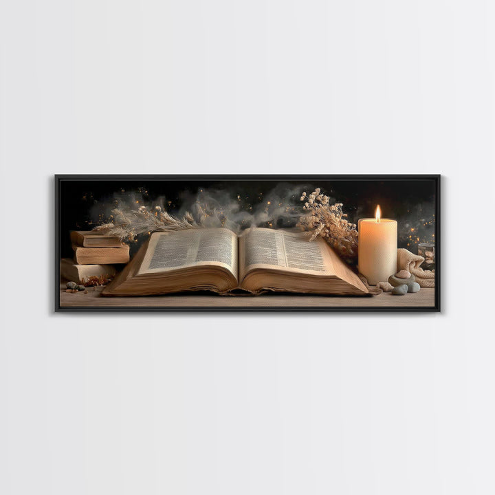 Night Watch Bible – Framed Canvas Print – Panoramic Print – Christian Art Work – Christian Wall Art – Modern Christian Art – Christian Gift