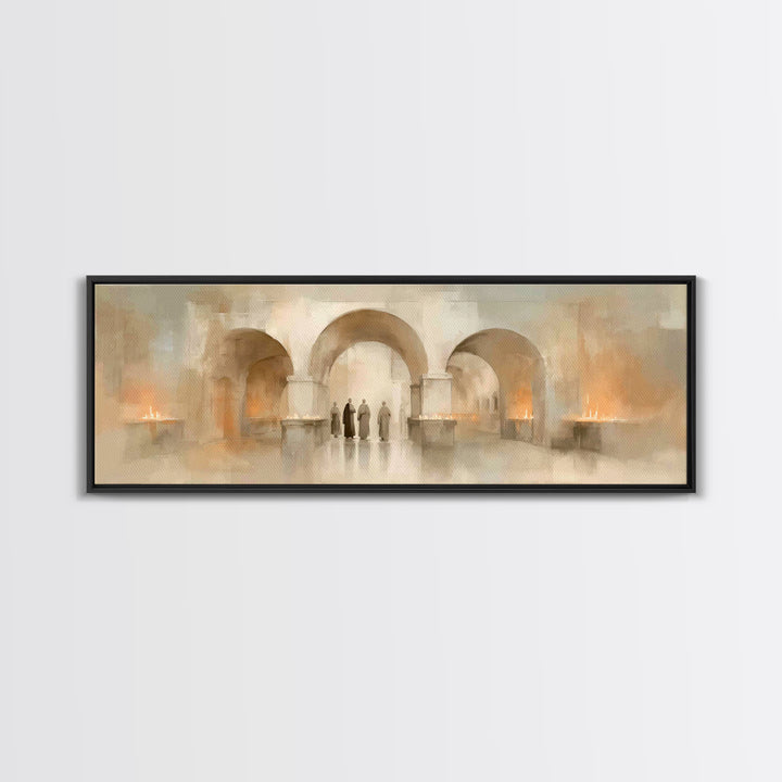 Sacred Procession – Framed Canvas Print – Christian Wall Art – Panoramic Art – Christian Art Canvas – Christmas Art – Christian Decorations