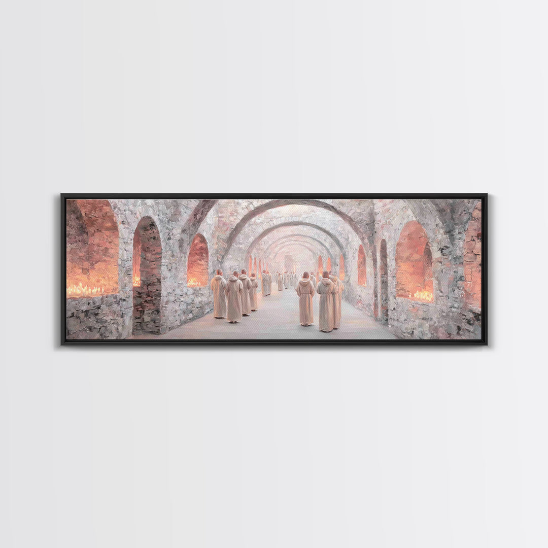 Quiet Reverence | Framed Canvas Print | Christian Art Canvas | Panoramic Painting | Christian Wall Art | Christmas Art | Christian Decor