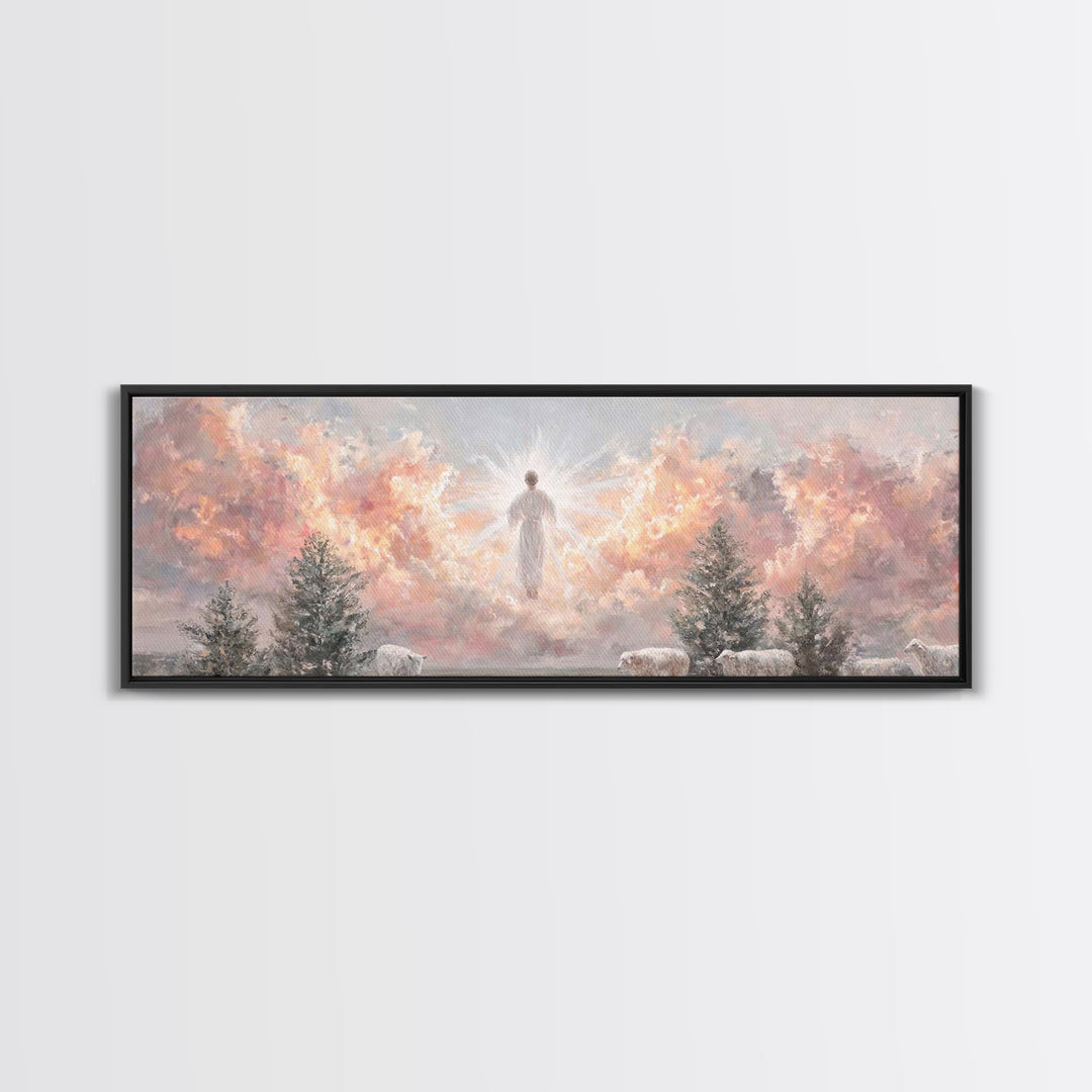 Risen In Glory – Framed Canvas Print – Panoramic Art – Christian Wall Art – Jesus Painting – Christian Art Canvas – Christian Christmas Art