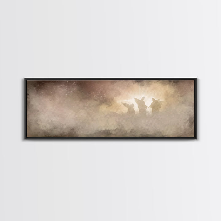 Heavenly Radiance | Framed Canvas Print | Panoramic Wall Art | Christian Art Canvas | Christmas Art | Christian Painting | Christian Decora