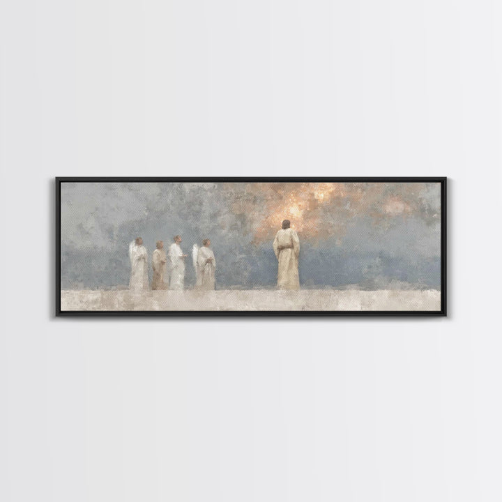 Divine Watchers, Framed Canvas Print, Panoramic Painting, Christian Wall Art, Jesus Art Print, Christian Christmas Art, Christian Decor