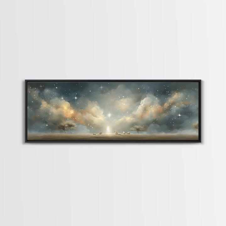 Star Of Salvation – Framed Canvas Print – Panoramic Wall Art – Christian Christmas Art – Christian Art Canvas – Christian Painting – Christ