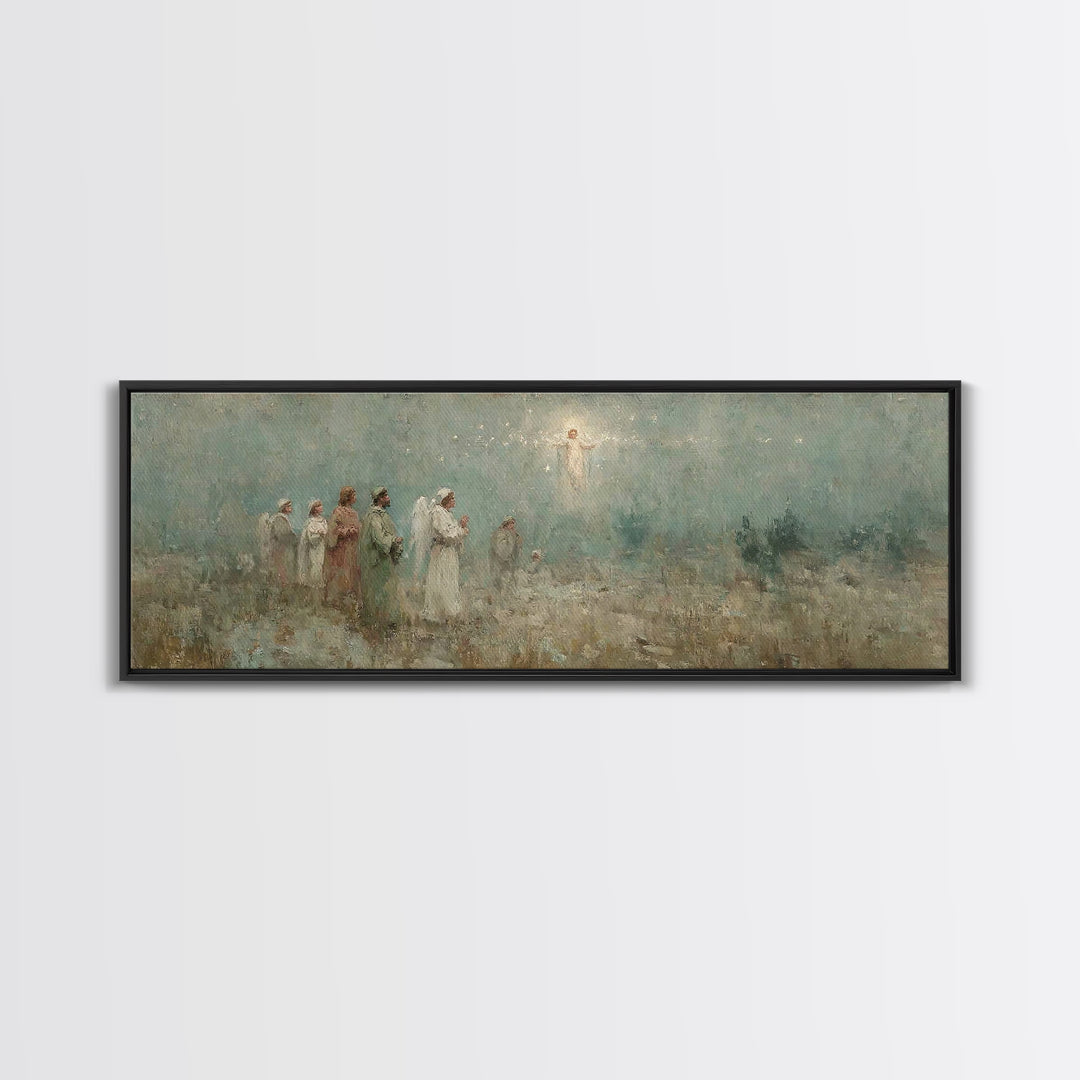 Angelic Herald, Framed Canvas Print, Panoramic Painting, Christian Art Canvas, Christian Wall Art, Christian Christmas Art, Jesus Art Print