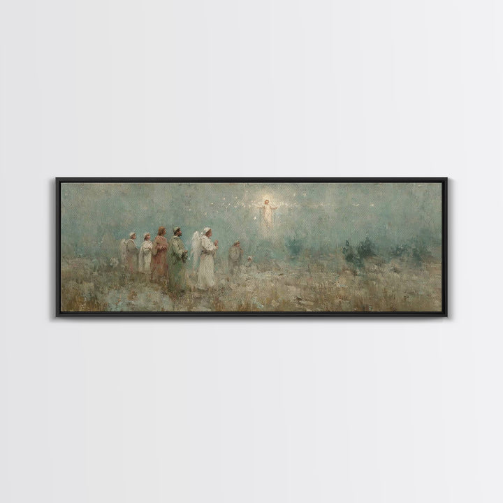 Angelic Herald, Framed Canvas Print, Panoramic Painting, Christian Art Canvas, Christian Wall Art, Christian Christmas Art, Jesus Art Print