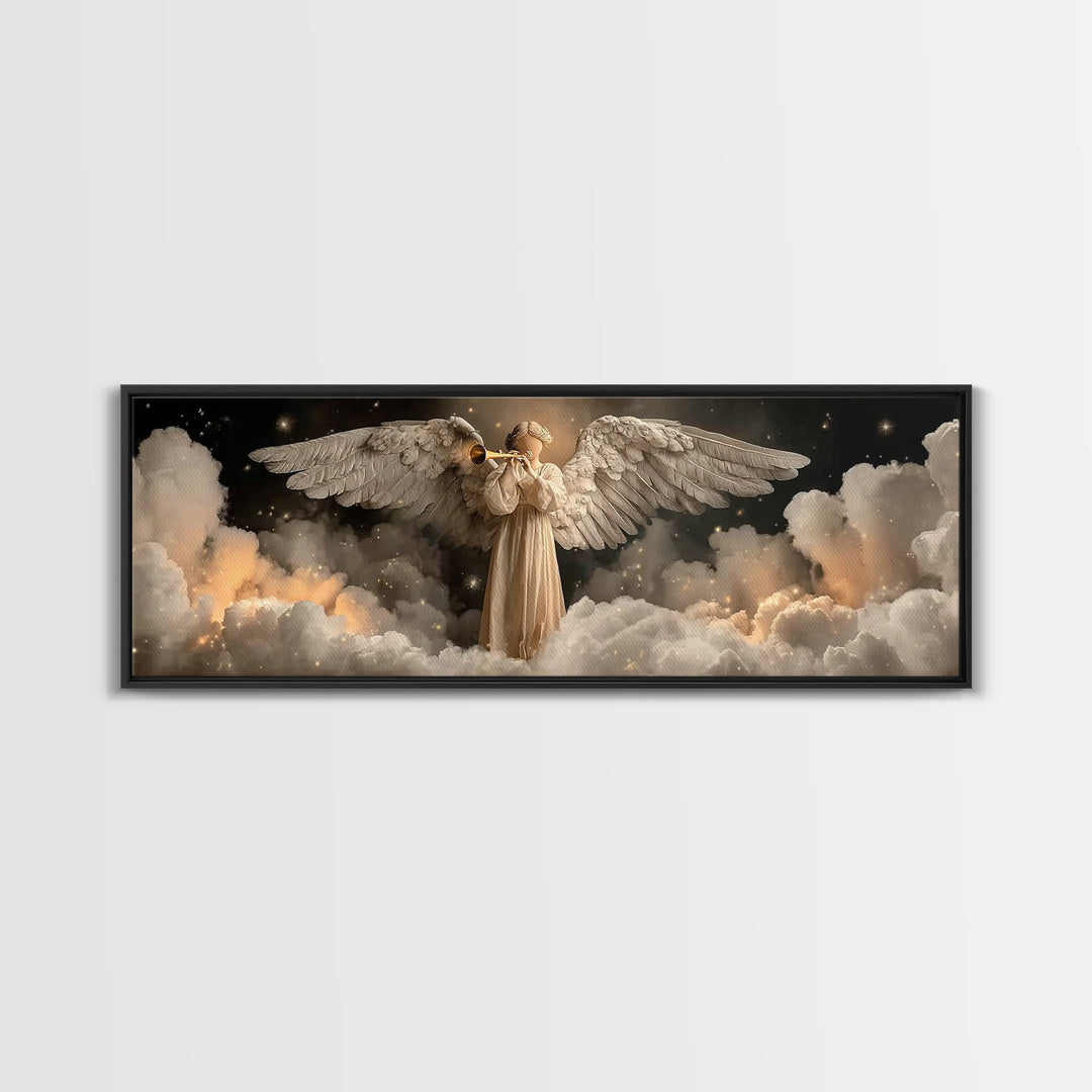 Trumpet Of Dawn – Framed Canvas Print – Christian Art – Christian Christmas Art – Panoramic Painting – Christian Wall Art – Christian Gift