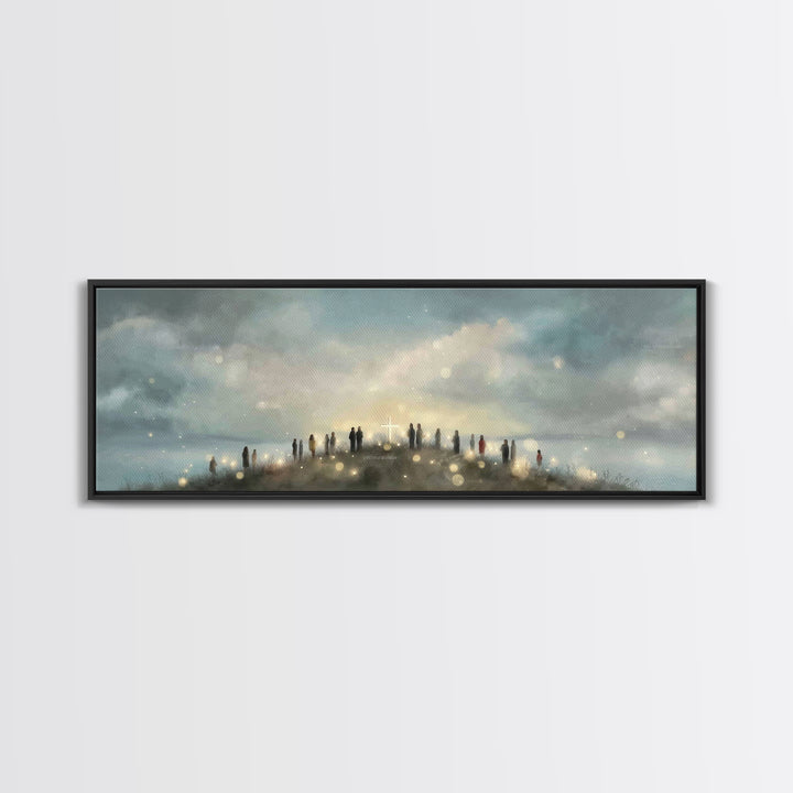Cloudborne Messenger, Framed Canvas Print, Christian Art Print, Panoramic Frame, Christian Wall Art, Christian Painting, Christmas Art