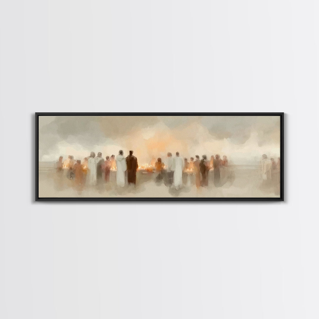 Sacred Procession | Framed Canvas Print | Christian Christmas Art | Panoramic Print | Christian Art | Christmas Wall Art | Christian Decor