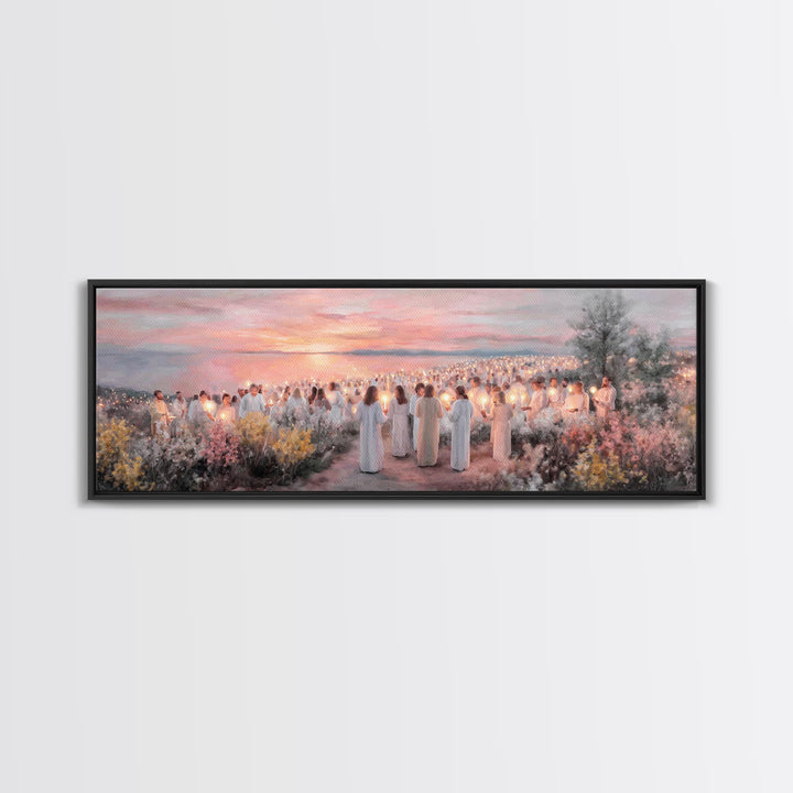 Evening Vigil, Framed Canvas Print, Christian Art Canvas, Panoramic Painting, Christmas Art, Christian Painting, Christian Wall Art