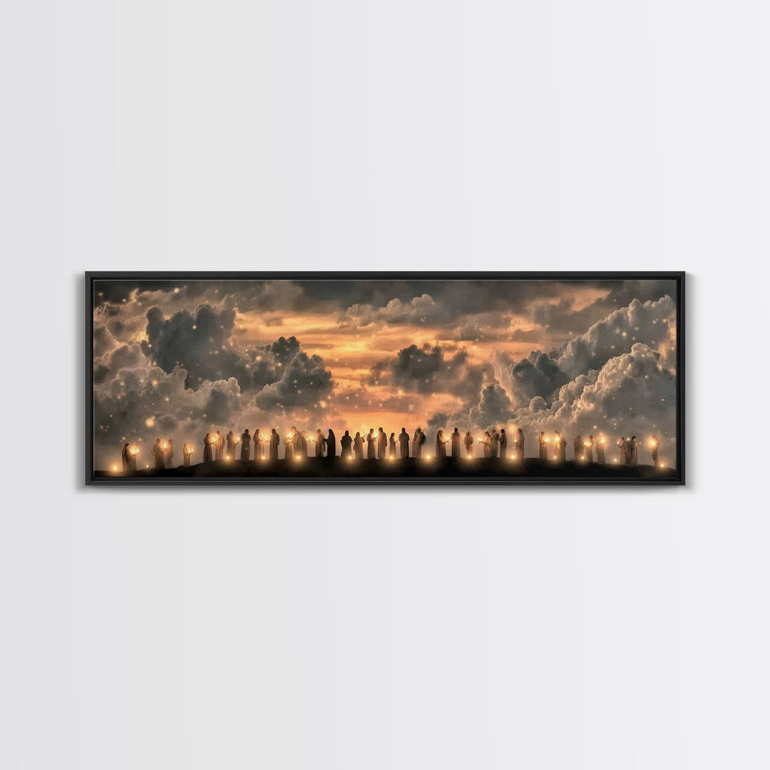 Hillside Communion – Framed Canvas Print – Christian Art – Panoramic Wall Art – Christian Christmas Art – Christian Canvas – Christian Artw