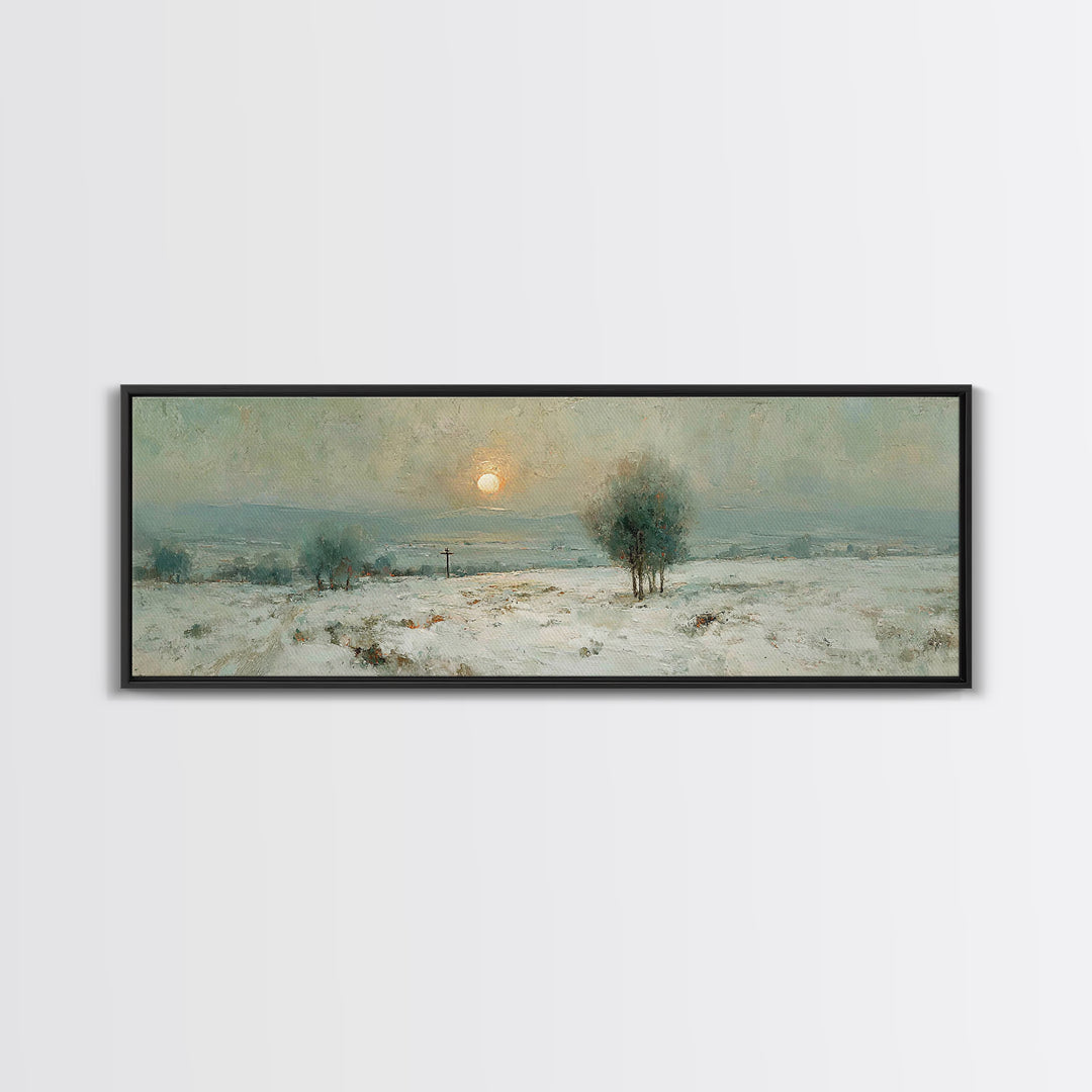 Winter Redemption – Framed Canvas Print – Panoramic Frame – Christian Art – Christian Art Canvas – Christian Wall Art – Christian Painting