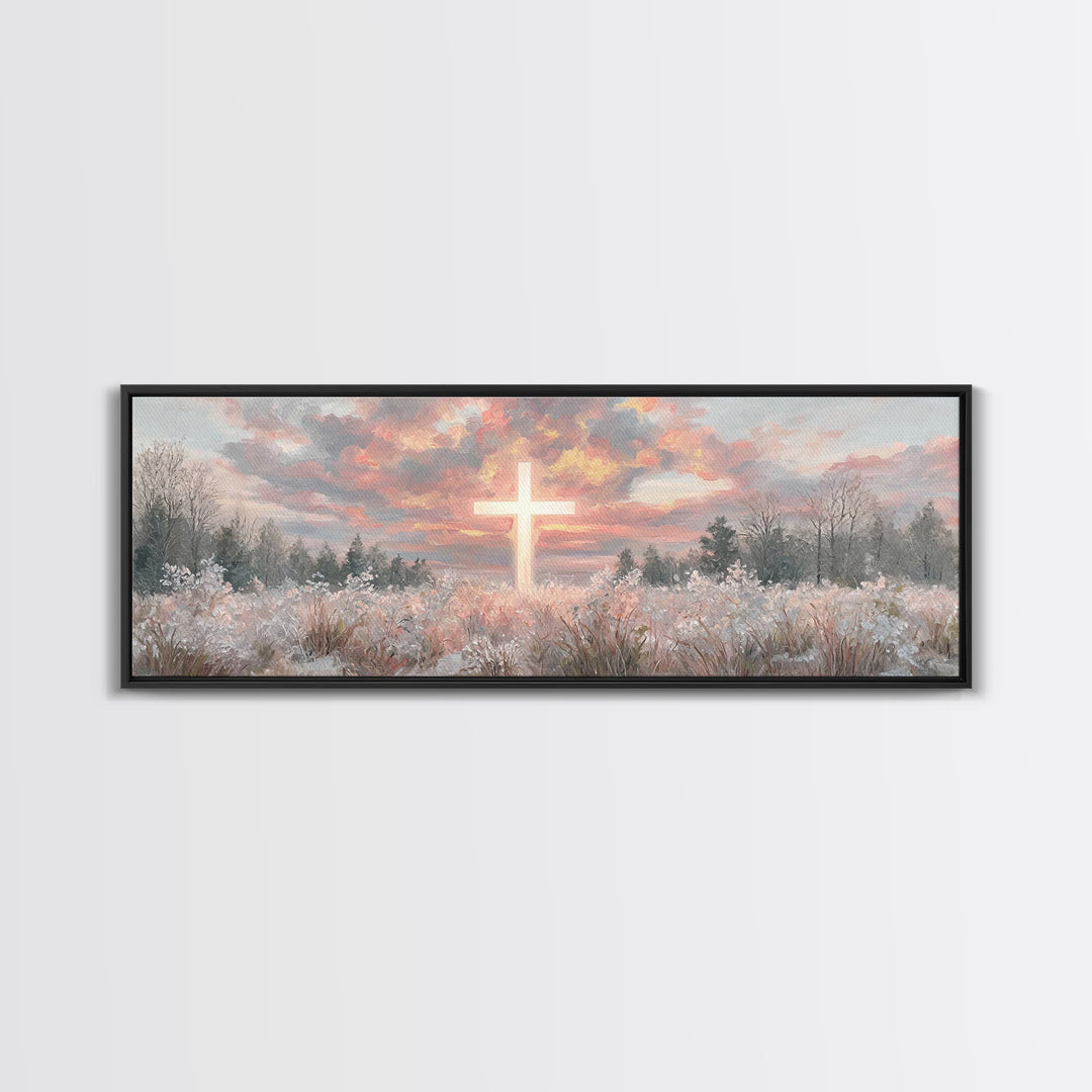 Dawn Of Mercy – Framed Canvas Print – Panoramic Wall Art – Christian Wall Art – Christian Art Canvas – Jesus Painting – Christmas Art