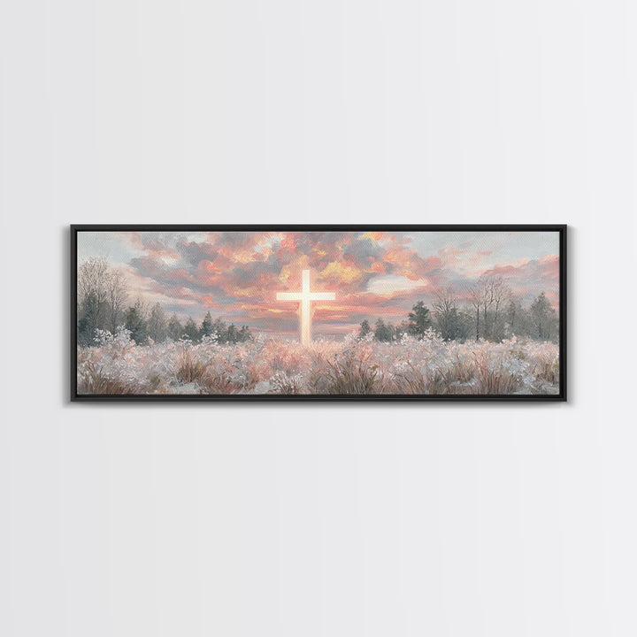 Dawn Of Mercy – Framed Canvas Print – Panoramic Wall Art – Christian Wall Art – Christian Art Canvas – Jesus Painting – Christmas Art
