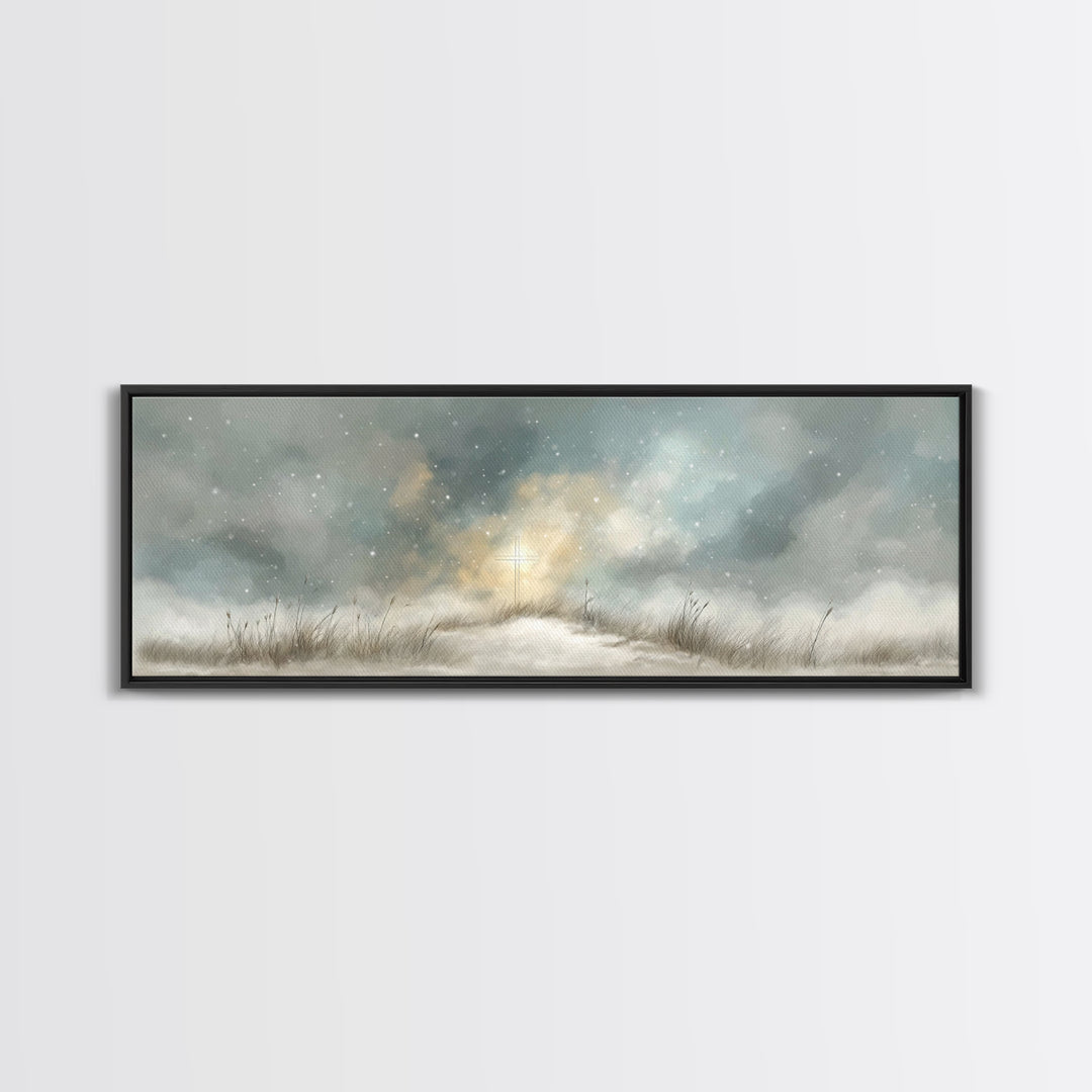 Heavenly Snow Path | Framed Canvas Print | Panoramic Painting | Christian Art | Christian Art Canvas | Jesus Painting | Christmas Art