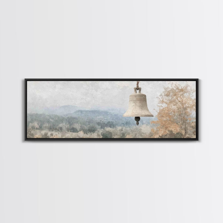 Silent Bell Echoes, Framed Canvas Print, Christian Art Canvas, Panoramic Painting, Christian Wall Art, Christian Painting, Christmas Art, v