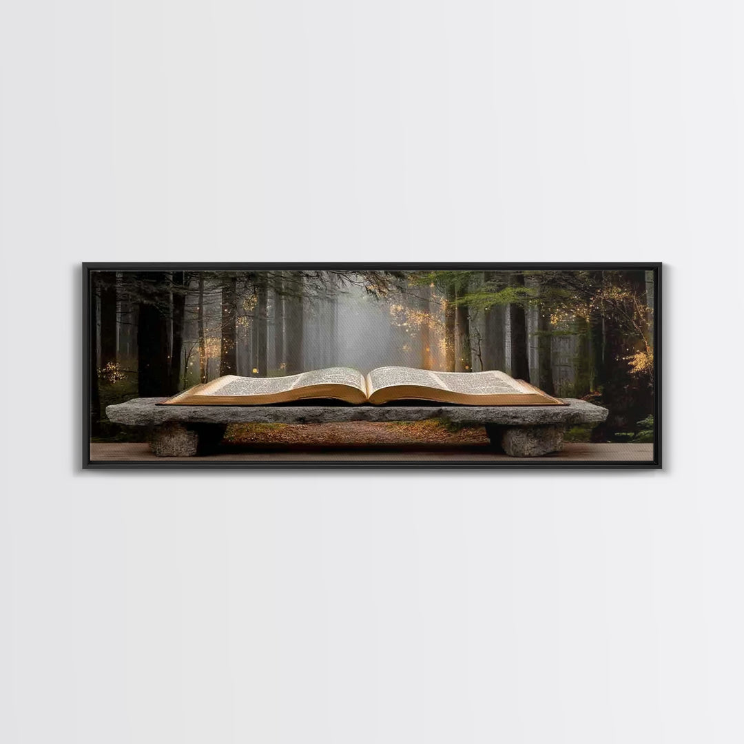 Scripture In Light - Framed Canvas Print - Christian Art - Panoramic Frame - Christian Wall Art - Christian Art Canvas - Christian Painting